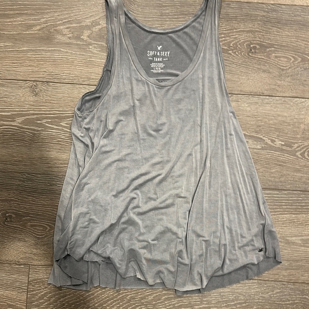 American Eagle Outfitters Gray Asymmetrical Sleeveless Tank Top